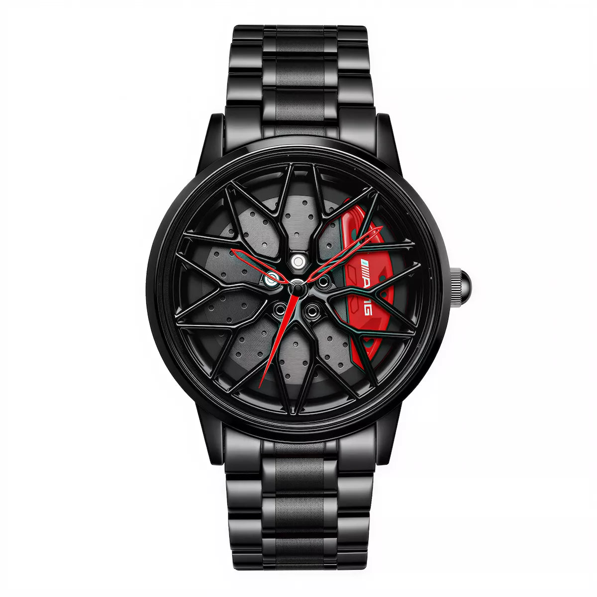 Car Watches For Men,WaterprooStainless Steel Quartz Wrist Watch Sports Men’s Watches With Car Wheel Rim Hub Design