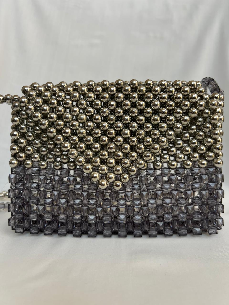 Steel Crystal Beaded Bag