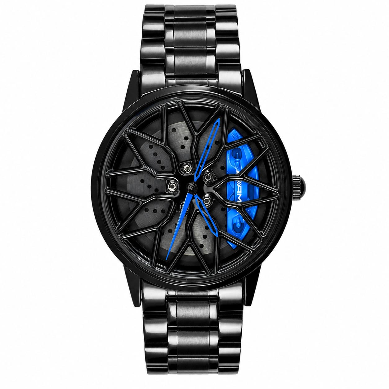 Stainless Steel Quartz Wrist Watch Sports Men’s Watches With Car Wheel Rim Design