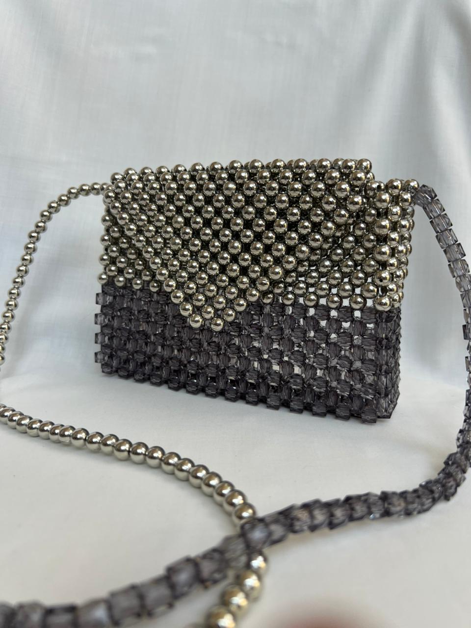 Steel Crystal Beaded Bag