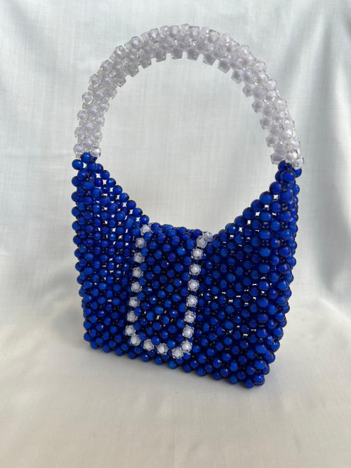 Blue and White Beaded bag for Women