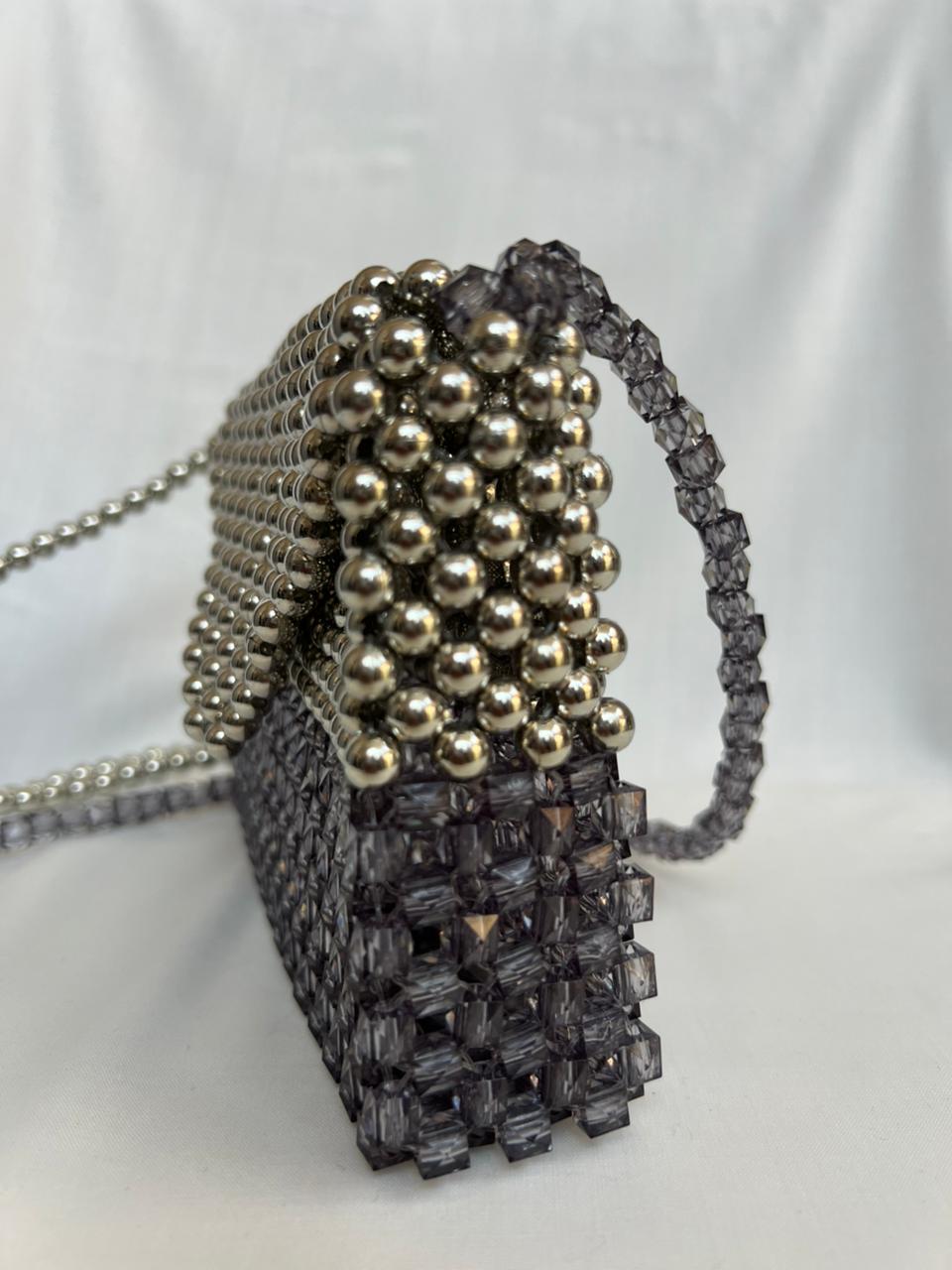 Steel Crystal Beaded Bag