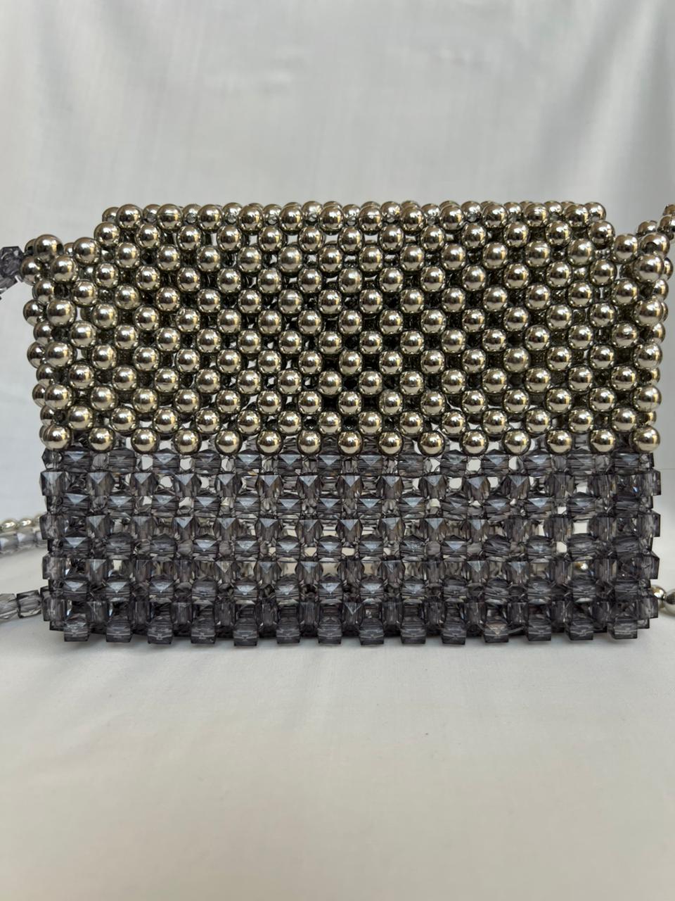 Steel Crystal Beaded Bag